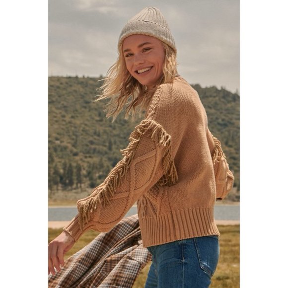 WARMS MY SOUL CABLE KNIT FRINGE SWEATER - Picture 3 of 5